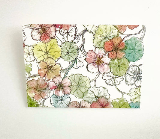 "Nasturtium Garden"- greeting card- single